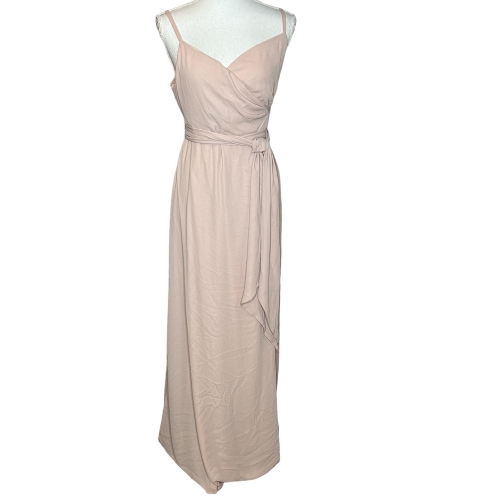 Show me your MUMU blush colored wrap evening dress with adjustable straps M